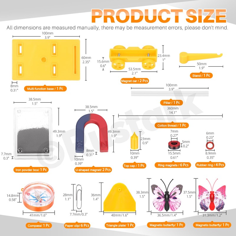 Rustark 53Pcs Science Magnet Kit Physics Electromagnet Experiment Set Labs