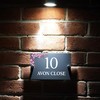 Badgemaster Floral Modern Anthracite House Number Sign Plaque Stainless Steel
