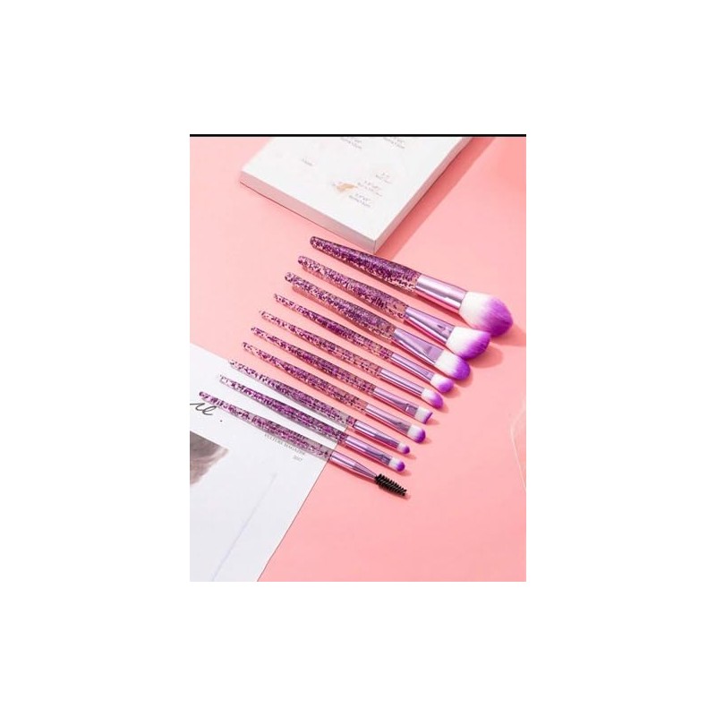 KPENTRA 10pcs Purple Glitter Makeup Brush Set – Where Sparkle