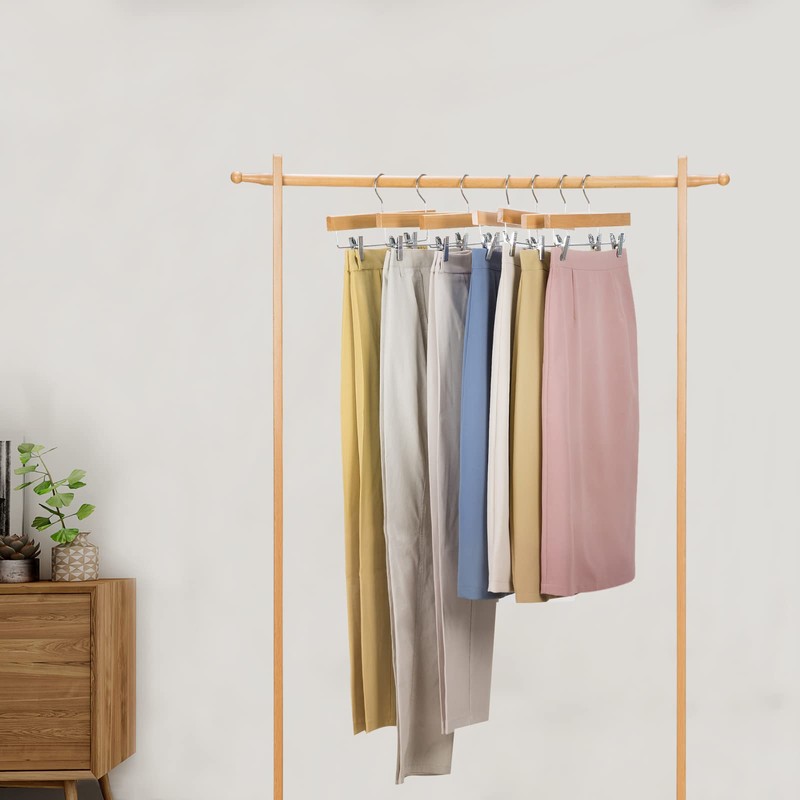 Nature Smile Solid Lotus Wood Deluxe Wooden Pants Hangers Bottom