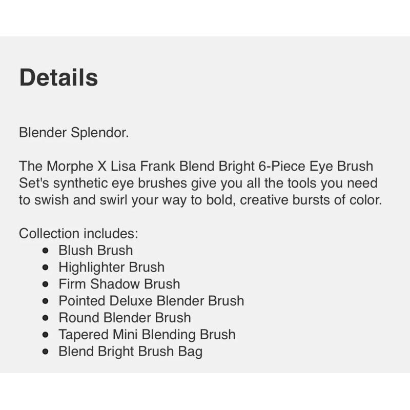 Morphe X Lisa Frank Blend Bright 6 Piece Makeup Brush