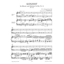 Mozart: Concerto No. 14 in E flat K449 (Piano Duet) (EP8814): Cadenzas (Edition Peters)