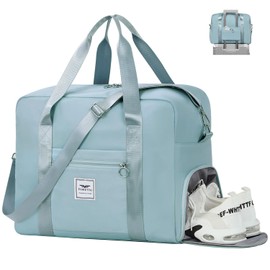 FIORETTO for Easyjet Airlines Cabin Bag 45x36x20 Underseat Travel Hand Luggage Carry on Bag Weekend Overnight Duffle Holdall Bag for Women and Men with Shoes Compartment Blue