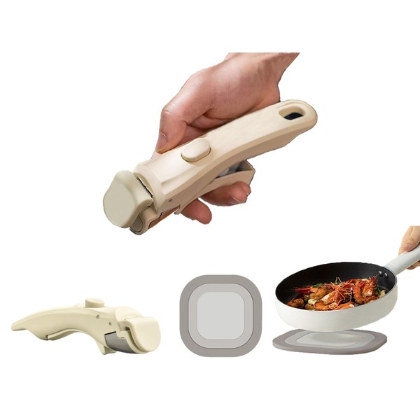 Removable Handle White with Magnetic Pot Mat, Detachable Handle for