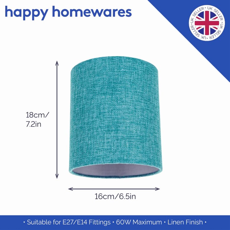 Modern and Sleek Teal Linen Fabric Small Cylindrical Lamp Shade