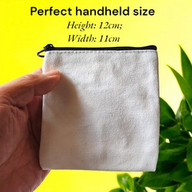 NUTFORD Thick Canvas Coin Purse Pouch Bag with Ring-Shaped Zipper Multifunctional for Storage of Coins and Notes, Small Cosmetics Accessories, Small Electronics Accessories, etc. (White)