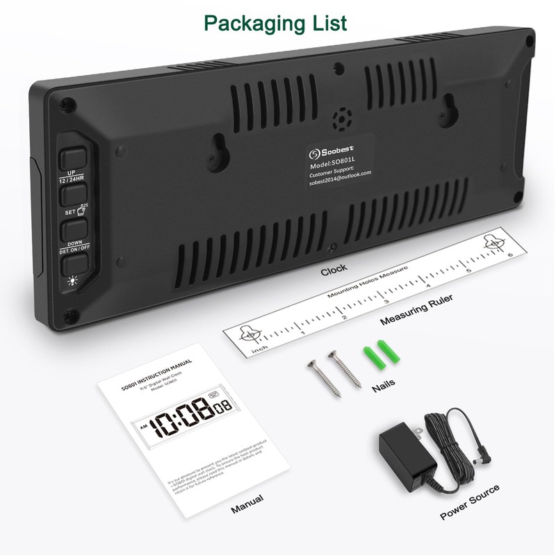 Soobest LED Wall Clock Digital Clock with Seconds, Electric Plug