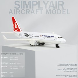 SimplyAir 1/400 Turkey Airplane Model Kits Plastic Airplane Model for Collection and Display
