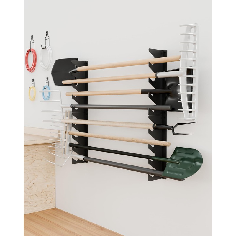 JivaJot Garage Tool Organizer Wall Mount, Shed Yard Organization Racks