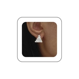 Iaceble Vintage Rhinestone Triangle Earrings Silver Cz Triangle Stud Earrings Triangle Crystal Stud Earrings Rhinestone Geometric Earrings Sparkling Triangle Earrings Jewelry for Women