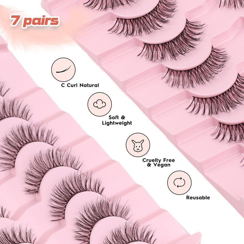 Natural Eyelashes Cat Eye Lashes 14MM Strip Lashes 3D Volume