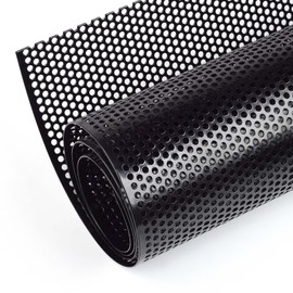 AggAuto Universal 40"x13" Car Grill Mesh - Aluminum Alloy Automotive Grille Insert Bumper Perforated Metal Sheet Round Hole 4mm, One of the Most Multifunctional Shape Grids 100x33cm Black