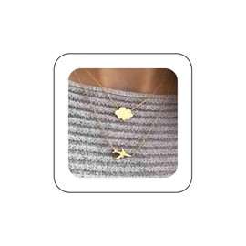 Cimenexe Punk Layered Cloud Plane Choker Necklace Gold Aircraft Pendant Necklace Minimalist Metal Plane Necklace Tiny Cloud Chain Necklace Jewelry for Women and Girls Gifts