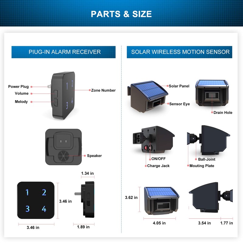 Solar Driveway Alarm System-1/4 Mile Long Transmission Range-Solar Powered No