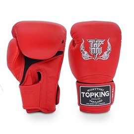 Top King Super Air Breathable Leather Gloves Muay Thai Boxing Gloves for Training or Sparring - Red, 8oz