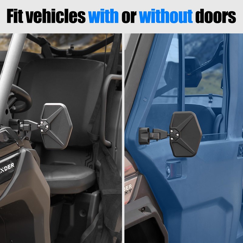 AUPOWER Adjustable Side Mirrors for Can Am Defender 2016-2025 Accessories,