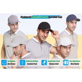 Gisdanchz Men's Sandwich Peak Baseball Cap with Reflective Binding