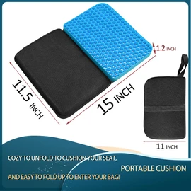 SeoTin Small Travel Seat Cushion Semicircle Portable Airplane Seat Cushion Foldable Cushion for Camping Seats (Rectangle Black)