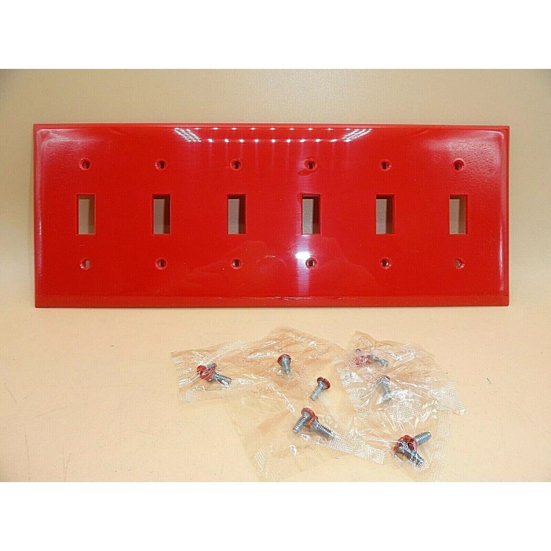 BRYANT RED 6 GANG RECEPTACLE SWITCH COVER PLATE HIGH IMPACT
