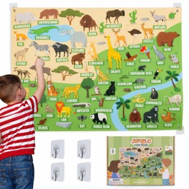 BONNYCO Felt Board for Toddlers Jungle Animals 116 Figures Kids Toys, Gifts for Kids 3 4 5 6 7 8 Year Old | Montessori Toys Educational Games, Autism Sensory Products Boys Girls Christmas Birthday