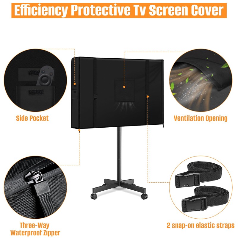 LYHNMW Mobile Outdoor TV Stand Cover, Heavy Duty 600D Oxford