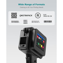 Upgraded Mini Handheld Inkjet Printer with Black Fast-drying Cartridge, M12 Portable Handheld Printer Gun for Text, Date, Time, Barcode, Logo, QR Code, Batch Number On Any Surfaces(0.5 Inch Nozzle)