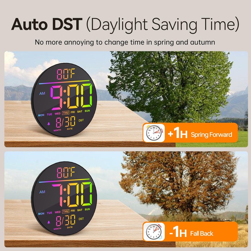 JALL 10" Large Digital Wall Clock with Seconds, Alarm Countdown