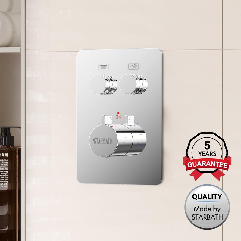STARBATH Flush-Mounted Thermostat for 2 Functions, Tap with Safety Lock