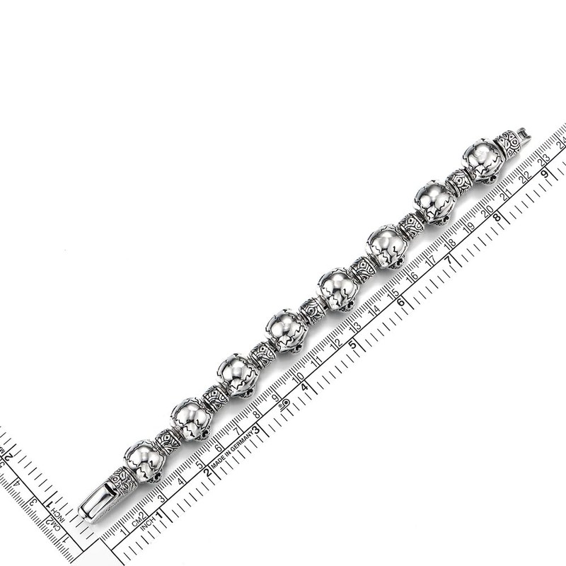 COOLSTEELANDBEYOND Men's Stainless Steel Skull Bracelet, Gothic Punk Biker Chain