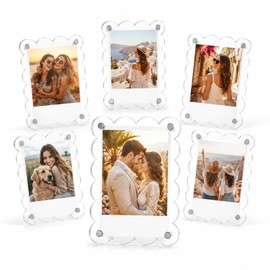 6 Pack Scalloped Acrylic Magnetic Photo Frames, 2.56 x 3.74 Inch