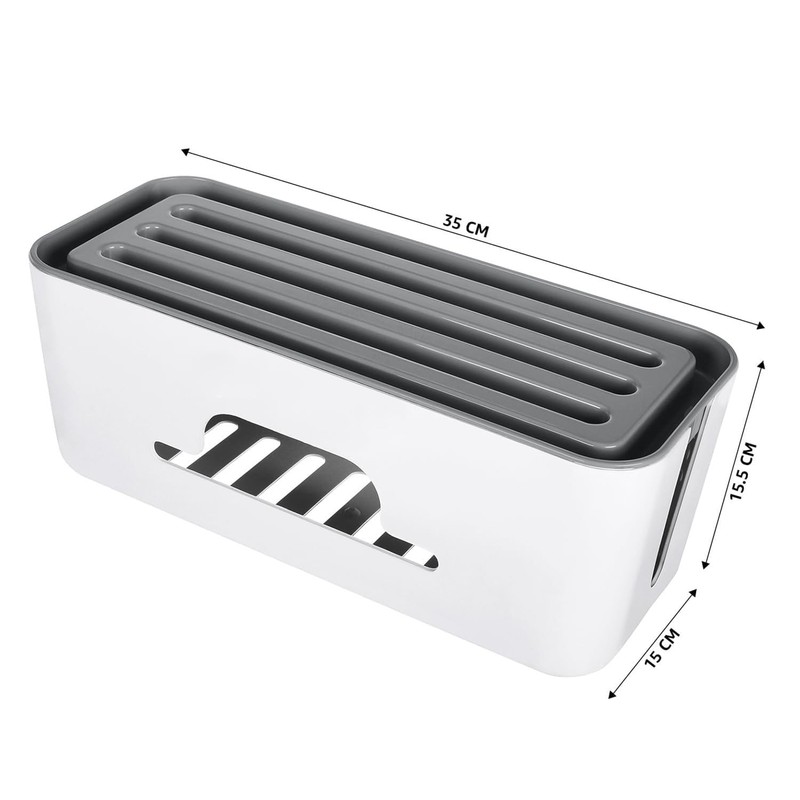 Cable Management Box with Built-in Mobile/Tablet Stand – Organize &