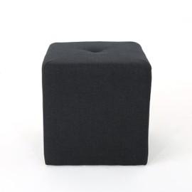 Christopher Knight Home Cayla Fabric Square Ottoman, Dark Charcoal