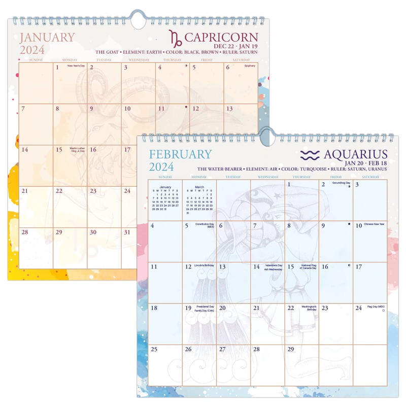 2024 Astrology Spiral Wall Calendar