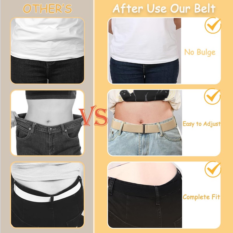 HAWOWZ 2Pcs No Show Stretch Belt for Women Invisible Elastic