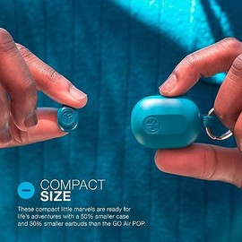 JLab JBuds - Mini auriculares inalámbricos Bluetooth + funda de carga, color verde azulado, IP55 a prueba de sudor y polvo, multipunto Bluetooth, audio consciente, 3 ajustes de sonido EQ, llamadas