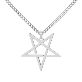 Niche-Finds Stainless Steel Inverted Pentagram Inverted Star Pentacle Necklace and Pendant