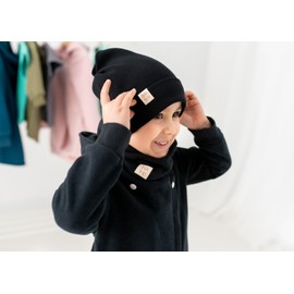 Bubalove Hats and Scarf Set for Boys, Girls, Baby, Sizes 0mc to 12 Years+ Many Colours, Spring Autumn Sets, Cotton Hats, Hand Stitched, black