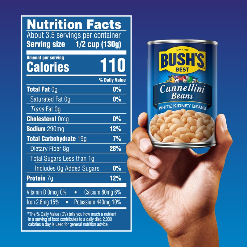BUSH'S BEST 15.5 oz Canned Cannellini Beans, Source of Plant