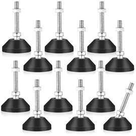 Supkiir 12PCS M8 Adjustable Leveling Feet, Heavy Duty Anti-Slip Furniture Leg Levelers, Threaded Swivel Furniture Leg for Tables Chairs Cabinets Workbench Shelving Rack Sofa
