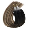 Ugeat Microring Real Hair Extensions Black Ombre Micro Loop Extensions