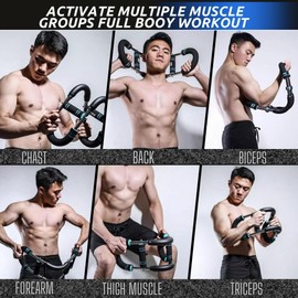 Smooth Shops Twister Arm Trainer – Upper Body Workout Bar for Chest, Arms, and Shoulders – Adjustable Resistance Home Fitness Tool for Men & Women – Strength Training Equipment (Blue)