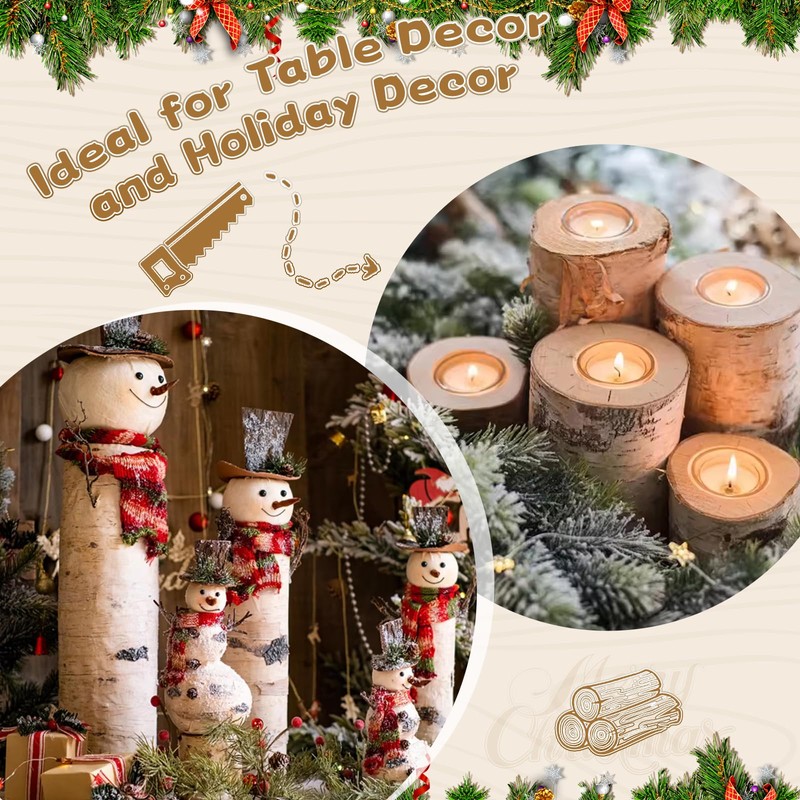 8 Pack Birch Logs (2.3"-3.2" Dia) Birch Wood for Halloween