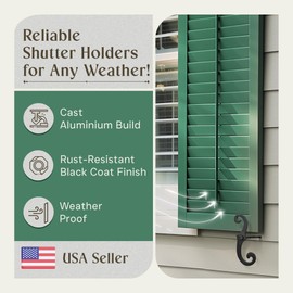 Renovators Supply Manufacturing Shutter Dogs 6.5" Black Cast Aluminum S Shaped Shutter Dogs with Mounting Hardware Pack of 3