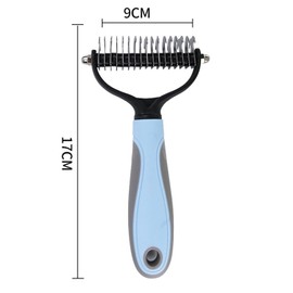 Dematting Comb for Dog & Cat – Pet Deshedding Tool for Removing Loose Undercoat, Knots, Mats – Dog Brush for Grooming – Dual Sided Undercoat Rake