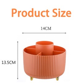 TOMVAES Large Capacity Makeup Brush Holder,360° Rotating Makeup Organizer,5 Slot Makeup Brushes Cup,for Vanity Decor,Bathroom Countertops,Desk Storage Container,Cosmetic Display Cases (orange)