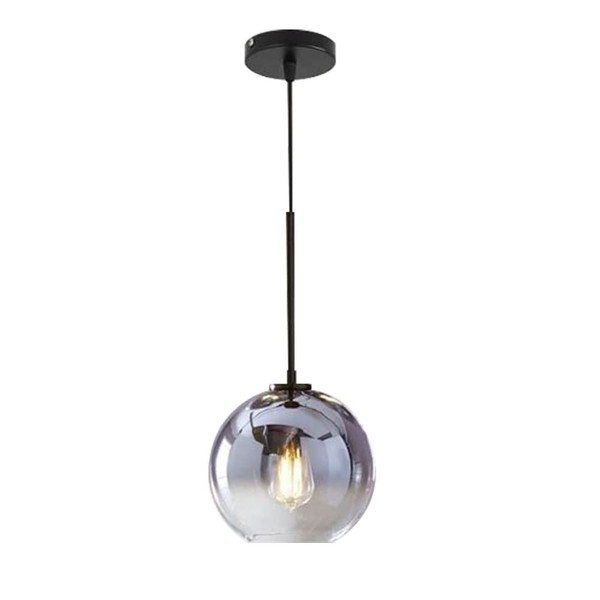 PULEE Galss Globe Pendant Light, 9.8 Inch Gradient Shade Silver Pendant Lights, Adjustable Indoor Pendant Lighting for Kitchen Dining Room Bedroom (Bulb Not Included)