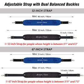 67" Anti-Theft Shoulder Strap Bag Belt with Pockets, Reversible Use for Duffle, Luggage, Camera, Golf, Crossbody, Messenger, Guitar, Dual Buckles Adjustable, Stylish and Comfort for Man Women, Blue