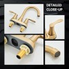 SHOWER-HOME Brushed Gold Bathroom Sink Faucet Waterfall 2-Handle Centerset Vanity
