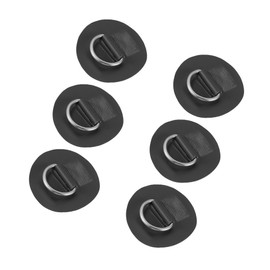 INFINAUTO 6pcs 6cm Black D Ring Patch PVC Stainless Steel Round Shape D Ring Pad for Surfboard Inflatable Boat Kayak Canoe Deck Stylish Design