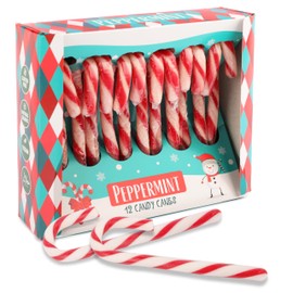 1 x Christmas Candy Canes Peppermint Flavour – 12 Red/White Candy Canes, 12 g per Piece – in Red Gift Box – Perfect for Christmas Decoration, Tree Decoration & as a Candy for the Christmas Plate